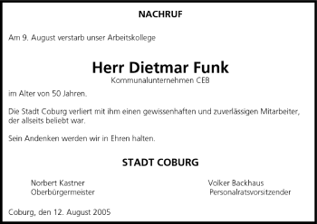 Anzeige von Dietmar Funk von MGO