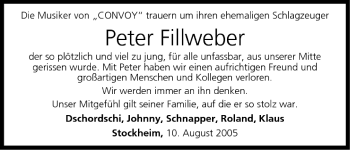 Anzeige von Peter Fillweber von MGO
