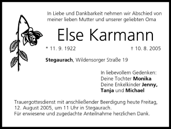 Anzeige von Else Karmann von MGO