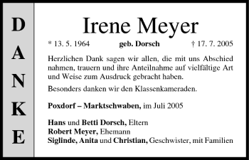 Anzeige von Irene Meyer von MGO