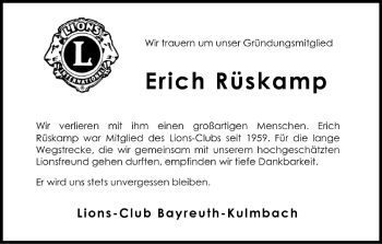 Anzeige von Erich Rüskamp von MGO