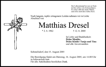 Anzeige von Matthias Dresel von MGO