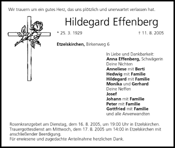 Anzeige von Hildegard Effenberg von MGO