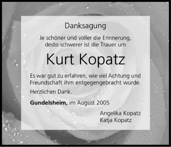 Anzeige von Kurt Kopatz von MGO