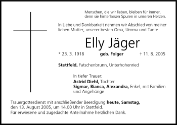 Anzeige von Elly Jäger von MGO