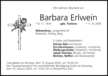 Anzeige von Barbara Erlwein von MGO