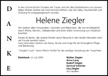 Anzeige von Helene Ziegler von MGO