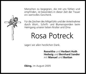 Anzeige von Rosa Potreck von MGO