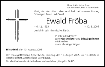Anzeige von Ewald Fröba von MGO