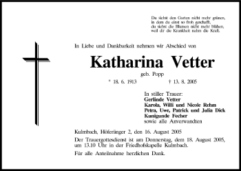 Anzeige von Katharina Vetter von MGO