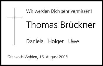 Anzeige von Thomas Brückner von MGO