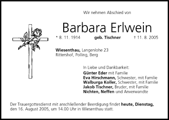 Anzeige von Barbara Erlwein von MGO