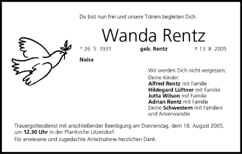 Anzeige von Wanda Rentz von MGO