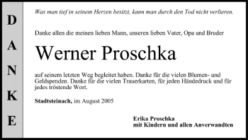 Anzeige von Werner Proschka von MGO