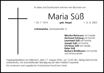 Anzeige von Maria Süß von MGO