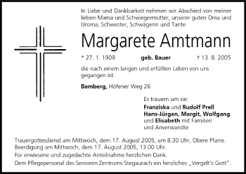 Anzeige von Margarete Amtmann von MGO
