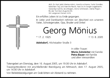 Anzeige von Georg Mönius von MGO