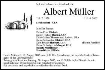 Anzeige von Albert Müller von MGO