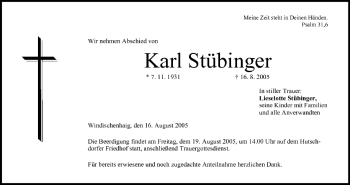 Anzeige von Karl Stübinger von MGO