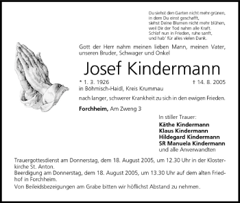 Anzeige von Josef Kindermann von MGO