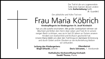 Anzeige von Maria Köbrich von MGO