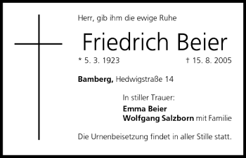 Anzeige von Friedrich Beier von MGO
