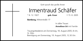 Anzeige von lrmentraud Schäfer von MGO