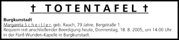 Anzeige von Totentafel vom 18.08.2005 von MGO
