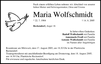 Anzeige von Maria Wolfschmidt von MGO