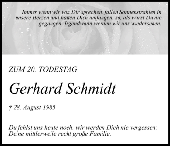 Anzeige von Gerhard Schmidt von MGO