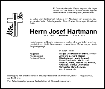 Anzeige von Josef Hartmann von MGO