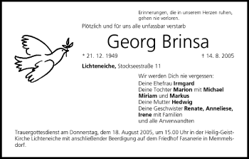 Anzeige von Georg Brinsa von MGO
