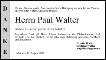 Anzeige von Paul Walter von MGO