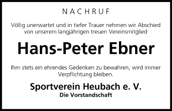 Anzeige von Hans-Peter Ebner von MGO