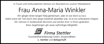 Anzeige von Anna-Maria Winkler von MGO