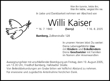 Anzeige von Willi Kaiser von MGO