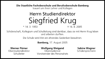 Anzeige von Siegfried Krug von MGO