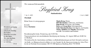 Anzeige von Siegfried Krug von MGO