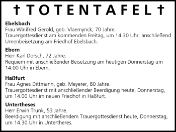 Anzeige von Totentafel vom 18.08.2005 von MGO