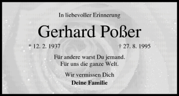 Anzeige von Gerhard Poßer von MGO