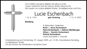 Anzeige von Lucie Eschenbach von MGO