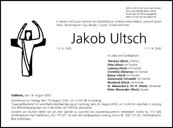 Anzeige von Jakob Ultsch von MGO