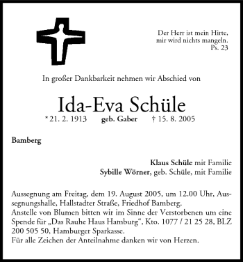 Anzeige von Ida-Eva Schüle von MGO