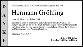 Anzeige von Hermann Gröhling von MGO