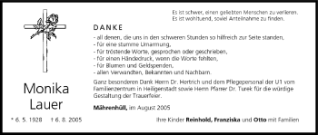 Anzeige von Monika Lauer von MGO