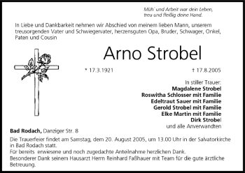 Anzeige von Arno Strobel von MGO