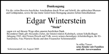 Anzeige von Edgar Winterstein von MGO