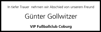 Anzeige von Günter Gollwitzer von MGO