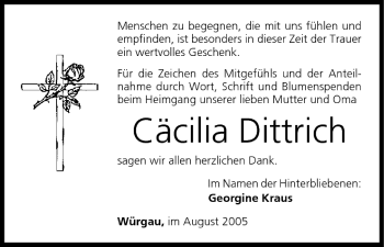 Anzeige von Cäcilia Dittrich von MGO