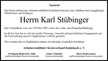 Anzeige von Karl Stübinger von MGO